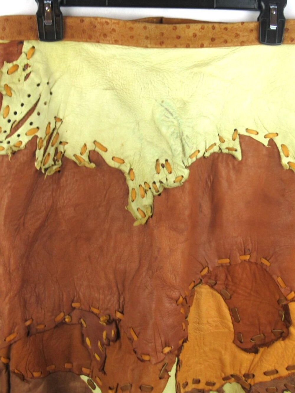 Handmade LEATHER PATCHWORK SKIRT Renaissance, Medieval, Festival, Rodeo - Picture 2 of 6
